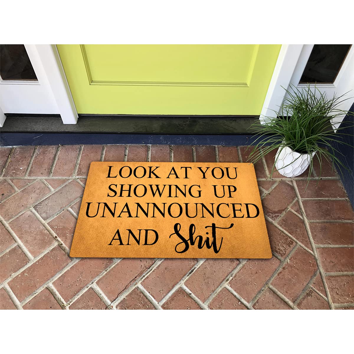 Funny Welcome Doormat Home Decor Rugs Welcome Mat With Rubber Back (18 X 30)Inch Look At You Showing Up Unannounced And Shit Doo